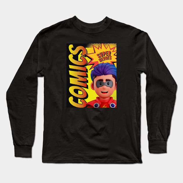 Comics Super Heroes Long Sleeve T-Shirt by Benny Merch Pearl